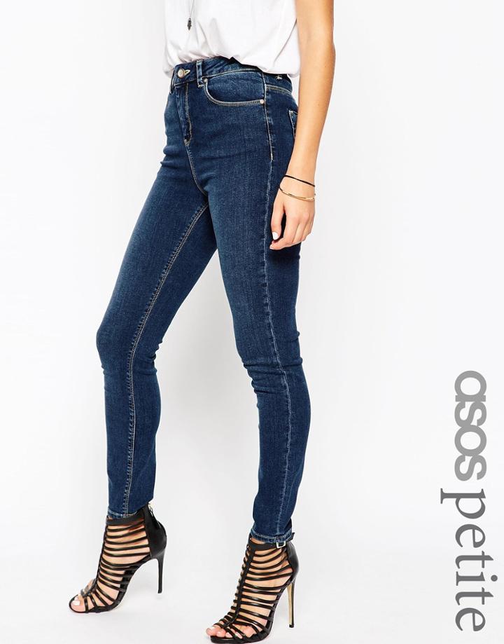 Asos Petite Ridley Skinny Ankle Grazer Jeans In Elm Dark Stonewash - Dark Stonewash