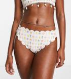 Daisy Street Bikini Bottoms With Scallop Edge In Shell Print-neutral