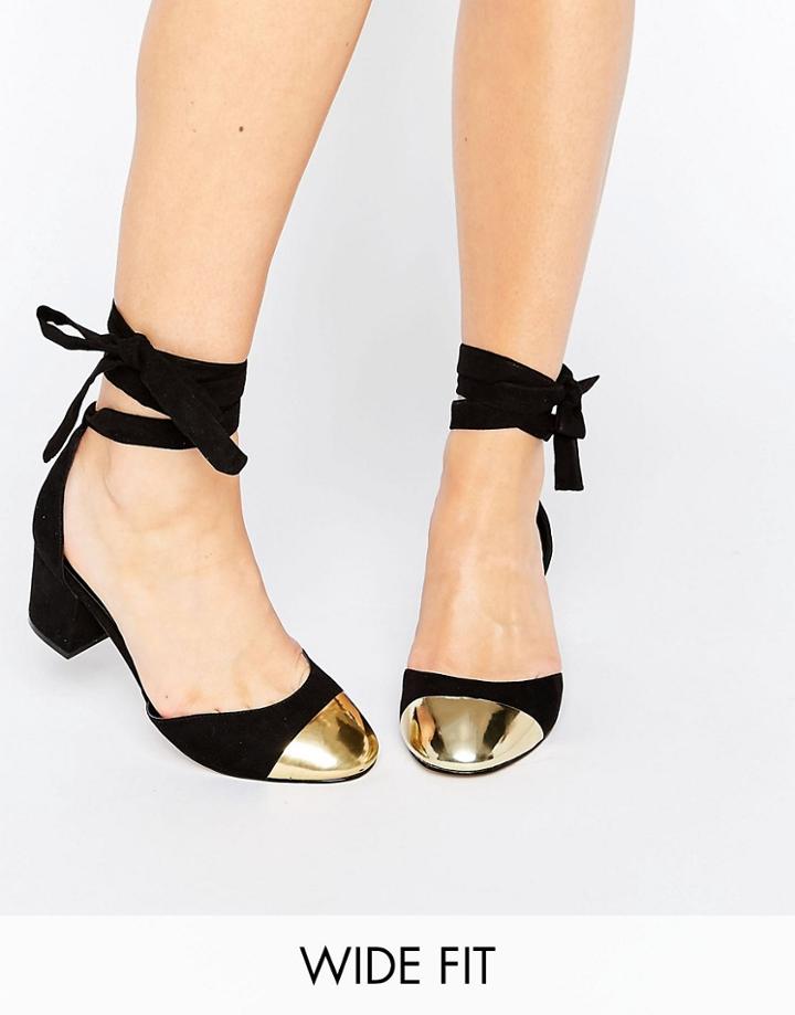 Asos Show Time Wide Fit Ribbon Lace Up Heels - Black