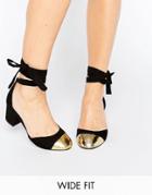 Asos Show Time Wide Fit Ribbon Lace Up Heels - Black