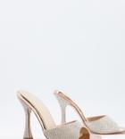 Asos Design Wide Fit Nero Square Toe Mules In Rose Gold Diamante