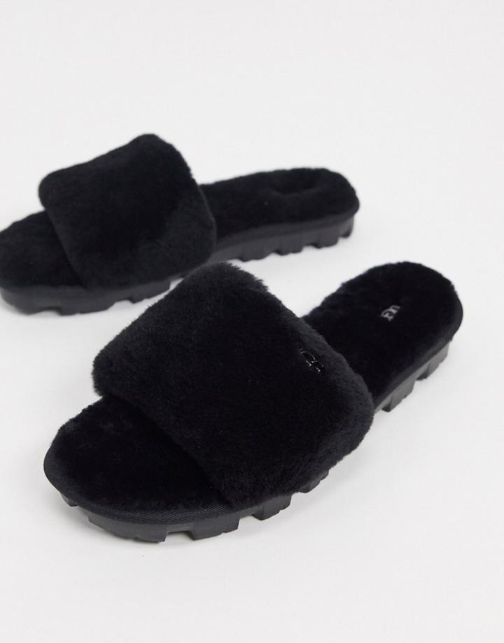 Ugg Cozette Fluffy Slippers In Black