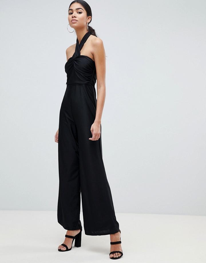 Ax Paris Twist Front Jumpsuit - Black