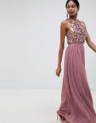 Asos Design Maxi Dress With Cluster Embellished Bodice - Pink