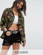 Milk It Vintage Camo Jacket With Back Chains - Green