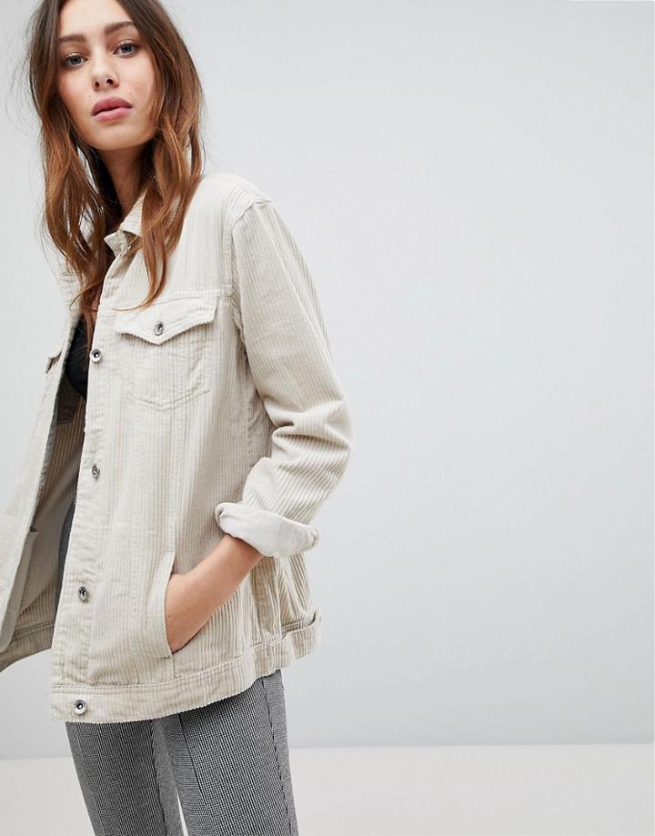 Stradivarius Cord Trucker Jacket - Beige