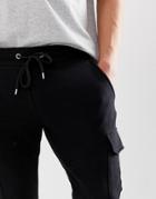 Asos Design Skinny Sweatpants With Cargo Pockets In Black - Black