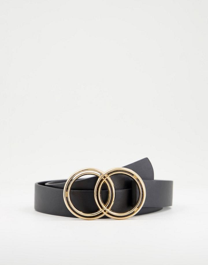 Asos Design Open Double Circle Waist And Hip Belt In Gold Metal Work