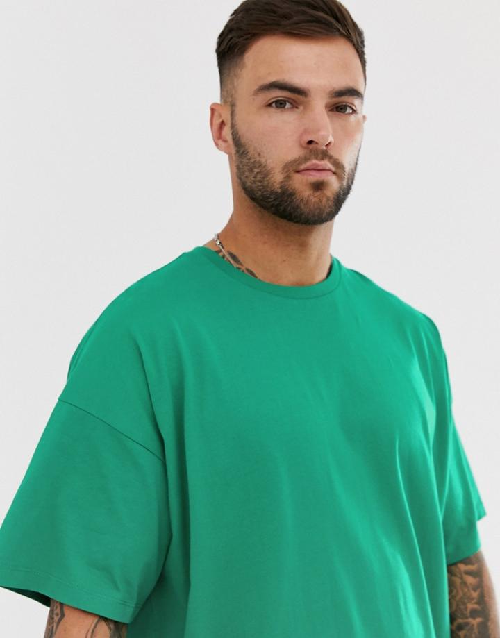 Asos Design Oversized Fit T-shirt With Crew Neck In Green - Green