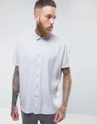 Asos Oversized Peached Tencel Shirt In Gray - Blue