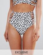 Wolf & Whistle Snow Leopard High Waist Bikini Bottom - Multi
