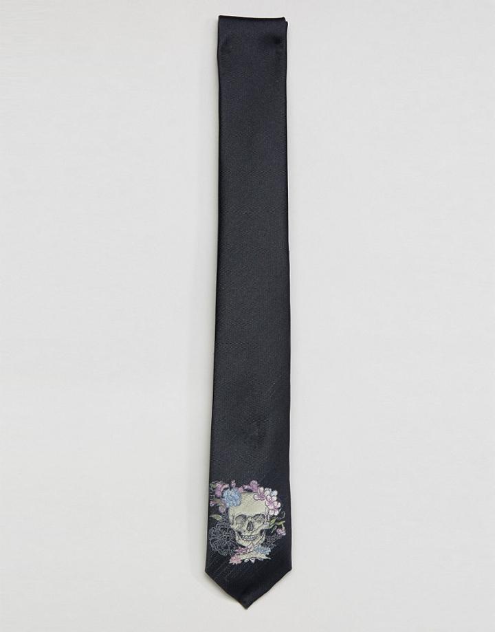 Noose & Monkey Tie With Placement Skull - Gray