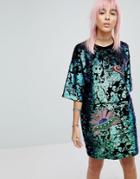 Ragyard T-shirt Dress In Sequin - Green