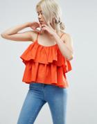 Asos Swing Cotton Cami With Double Layer - Orange