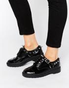 T.u.k. Argyll Spike Harness Lace Up Chunky Leather Flat Shoes - Black