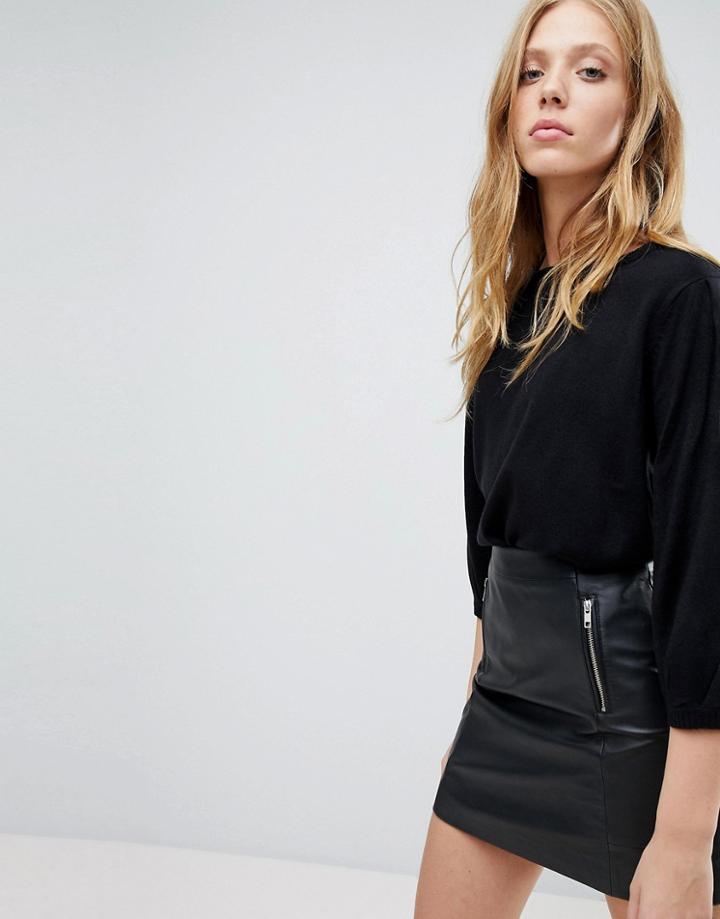Brave Soul Balloony Crew Neck Sweater - Black