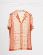 Asos Design Regular Fit Shirt In Sheer Sunset Tie Dye Print-orange