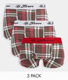 Le Breve Bay 3 Pack Boxer Shorts In Red Check