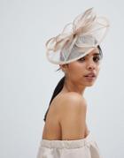 Elegance Fascinator Hat With Pearl Detail - Beige