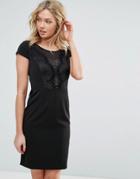 Zibi London Lace Embrodiery Shift Dress - Black