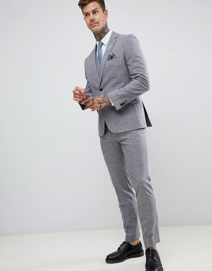 Harry Brown Slim Fit Gray Fleck Suit Pants - Gray