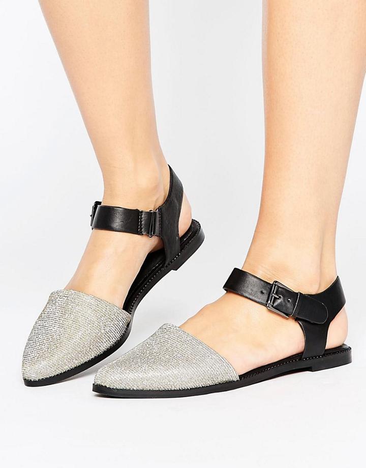 Vero Moda Buckle 2 Part Flat Shoe - Silver