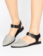 Vero Moda Buckle 2 Part Flat Shoe - Silver