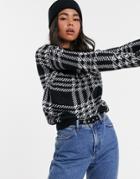 Noisy May Monochrome Oversized Check Sweater-multi
