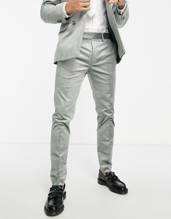 Topman Corduroy Skinny Suit Pants In Green