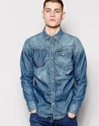 G Star Denim Shirt Long Sleeve Light Aged - Blue