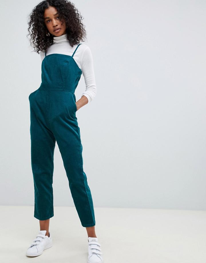 Asos Design Cord Jumpsuit In Green - Green