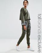 Starry Eyed Tall Heavily Embellished Paisley Detail Joggers - Green