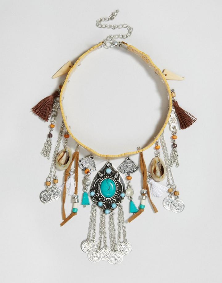 Asos Western Festival Vibes Choker Necklace - Multi