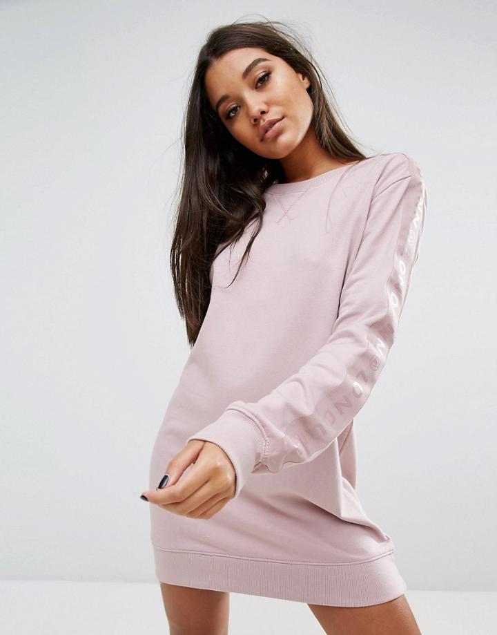 Missguided Londunn Logo Sleeve Detail Sweat Dress - Pink