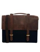 Asos Canvas And Leather Satchel - Navy