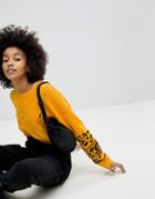 Asos Sweater With Floral Embroidered Sleeves - Yellow