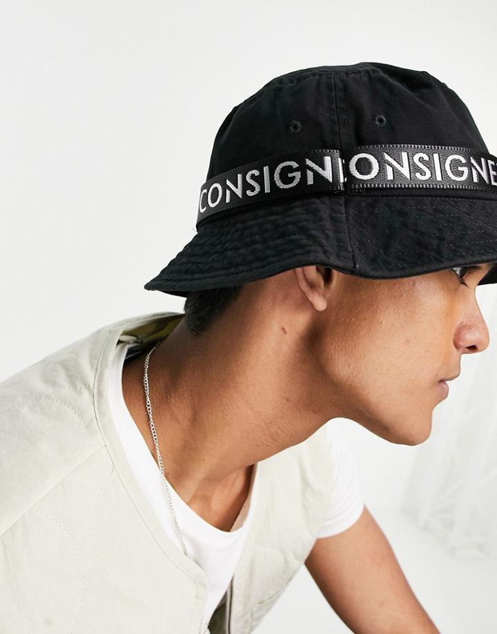 Consigned Logo Taping Bucket Hat In Black