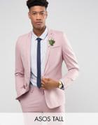Asos Tall Wedding Skinny Suit Jacket In Dusky Pink - Pink