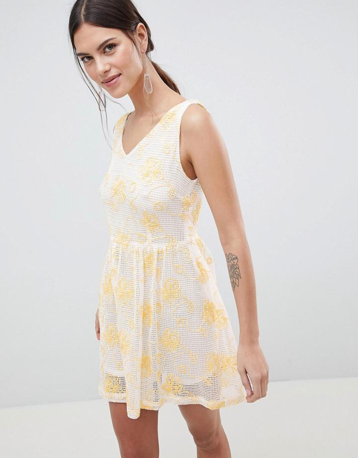 C By Cubic Lace V Neck Mini Dress - Multi