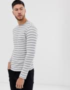 Only & Sons Striped Long Sleeve T-shirt - Gray