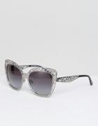 Dolce & Gabbana Cut Out Lace Cat Eye Sunglasses In Silver - Silver