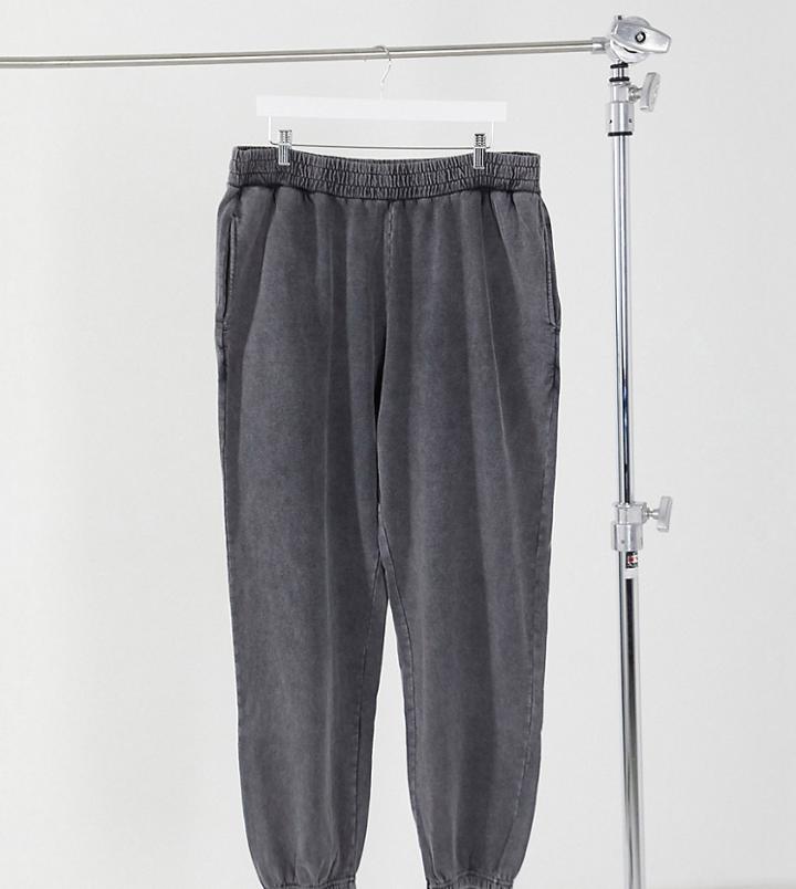 Collusion Plus Exclusive Acid Wash Sweatpants In Dark Gray-grey