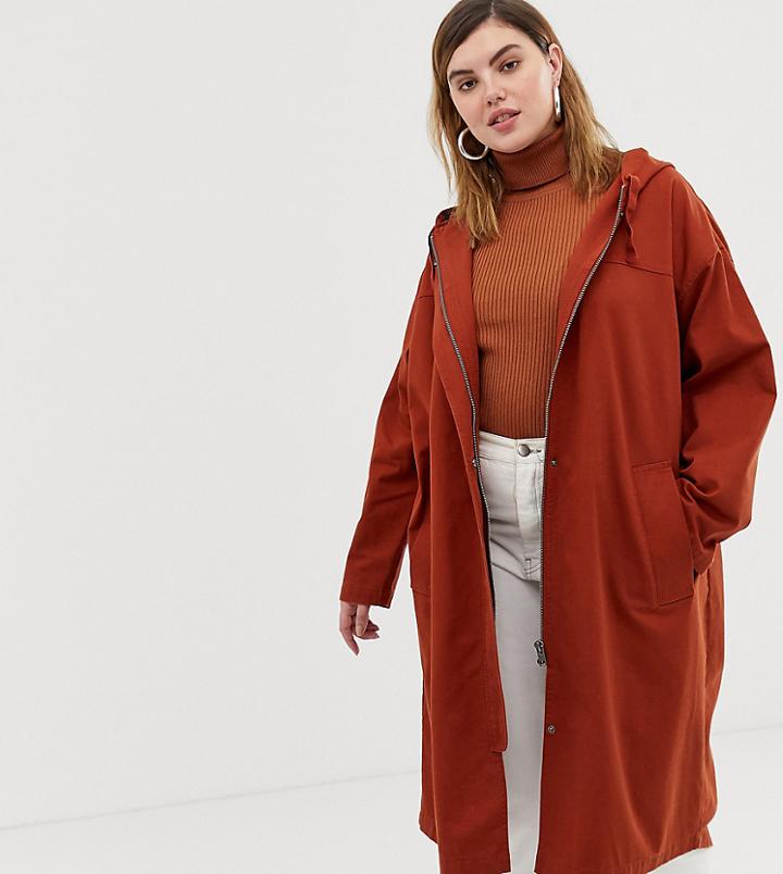 Asos Design Curve Longline Lightweight Parka - Brown