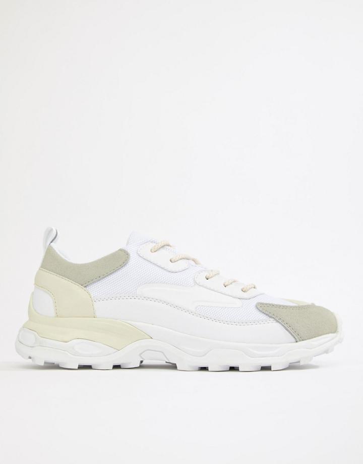 Asos Design Chunky Sole Multi Paneled Sneakers - White