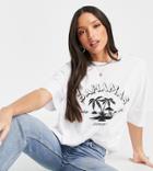 Asos Design Tall Oversized T-shirt With Bahamas Print In White