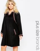 Alice & You Embroidered Long Sleeve Skater Dress - Black