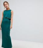 Asos Petite Crop Top Maxi With Embellished Trim - Green