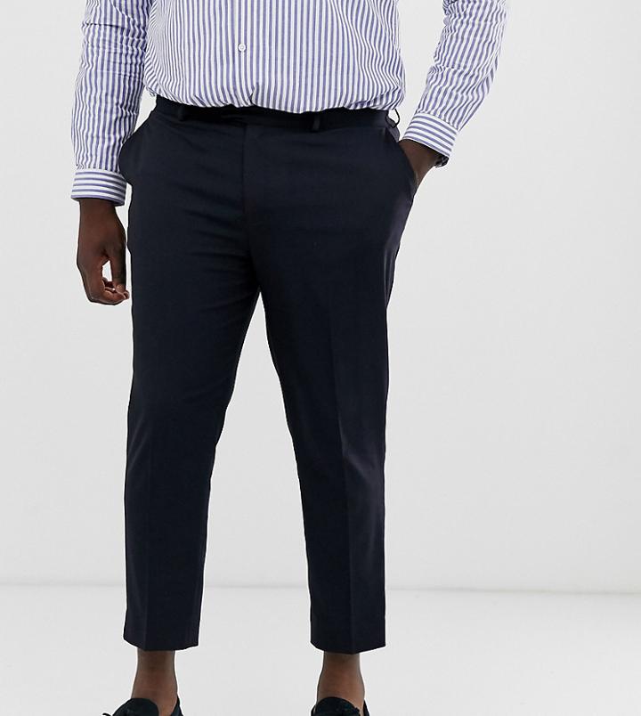 Asos Design Plus Skinny Cropped Smart Pants In Navy - Navy