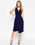 Asos Blouson Wrap Sleeveless Jersey Dress - Mink