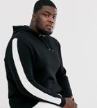 Asos Design Plus Hoodie In Black With White Side Stripes
